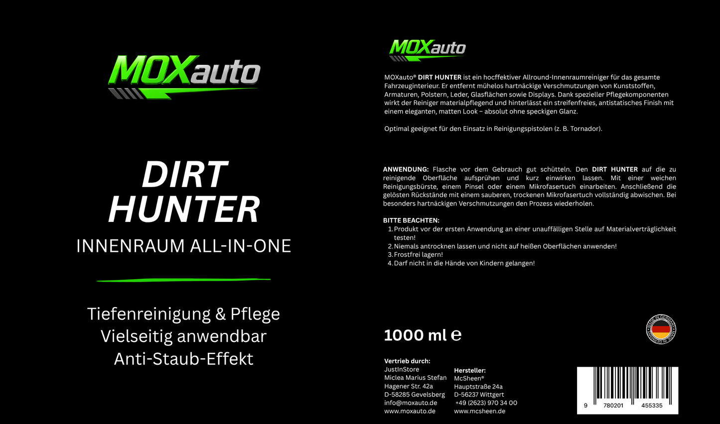 MOXauto DIRT HUNTER – Innenraumreiniger All-in-One
